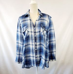 Johnny Cotton Blue Plaid Cotton Top